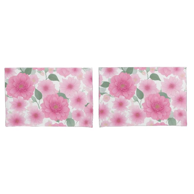 Pretty Pink Aesthetic Flower Serene Floral Charm Pillow Case (Front-Set)