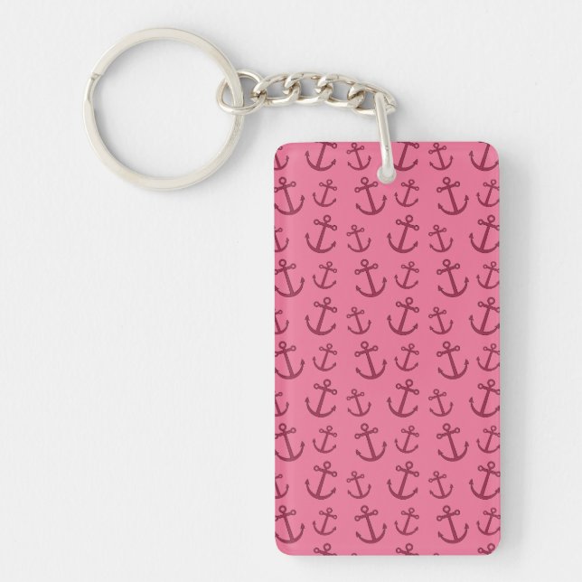Pretty pink anchor pattern keychain (Front)