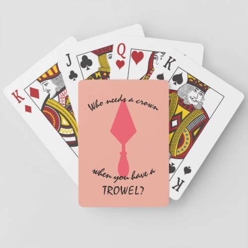 Pretty Pink and Black Archaeologist Trowel Playing Cards