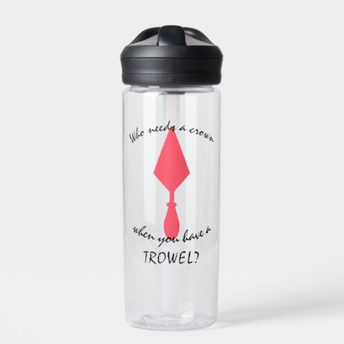Pretty Pink and Black Archaeologist Trowel Water Bottle