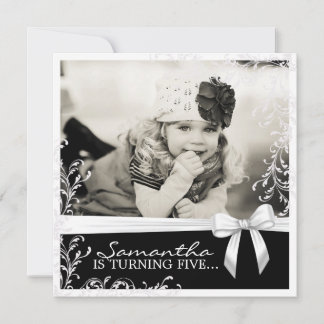 Pretty Pink and Black Birthday Party Invitation