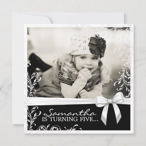 Pretty Pink and Black Birthday Party Invitation