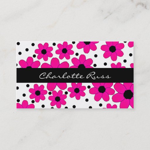 Customizable Pretty Pink and Black Flowers Mommy Card Business Card Template