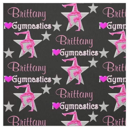 PRETTY PINK AND BLACK PERSONALIZED GYMNAST FABRIC