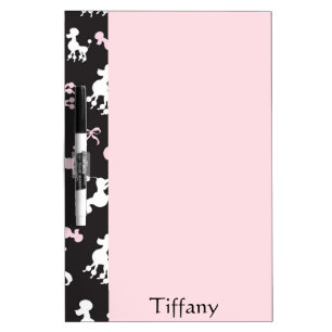 Pretty Pink and Black Poodle display Dry-Erase Board