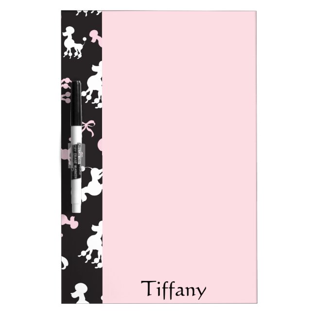 Pretty Pink and Black Poodle display Dry-Erase Board (Front)