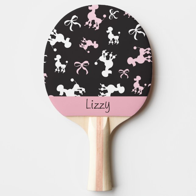 Pretty Pink and Black Poodles Ping-Pong Paddle (Front)