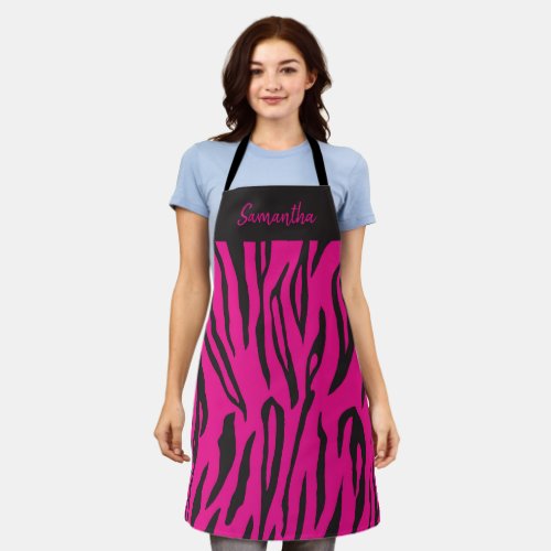 Pretty Pink and Black Tiger Print Apron