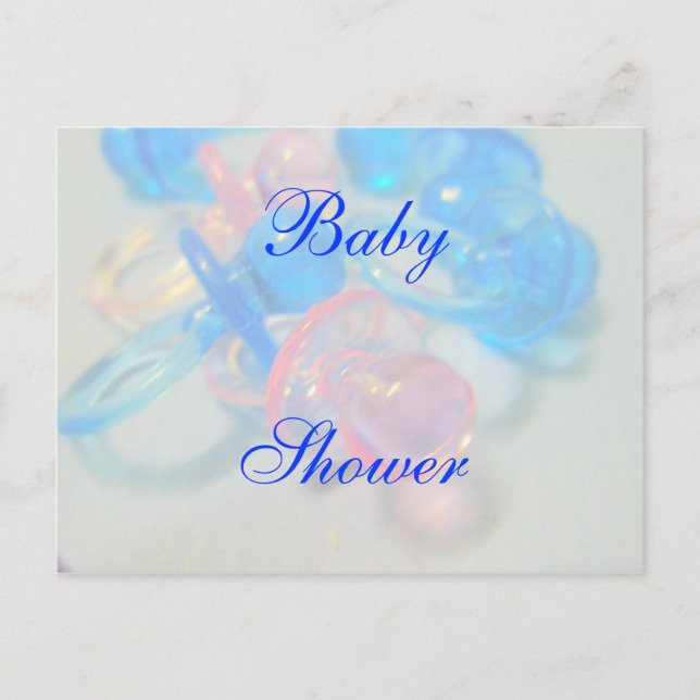 Pretty Pink and Blue Baby Shower Invitation Postcard (Front)