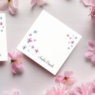 Pretty Pink and Blue butterfly Personalized Post-it Notes