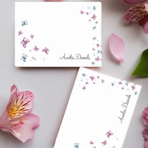 Pretty Pink and Blue butterfly Personalized Post-it Notes