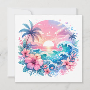Pretty Pink and Blue Coastal Art
