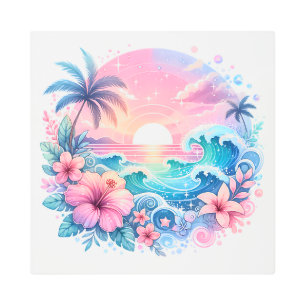 Pretty Pink and Blue Coastal Art