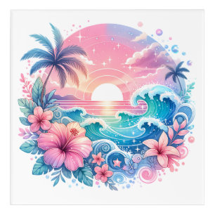 Pretty Pink and Blue Coastal Art