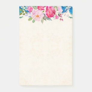 Pretty Pink and Blue Flower Border Post-it Notes