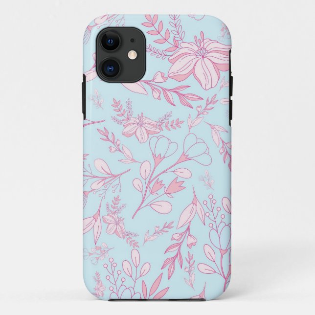 Pretty Pink and Blue Island Florals | Custom Case-Mate iPhone Case (Back)