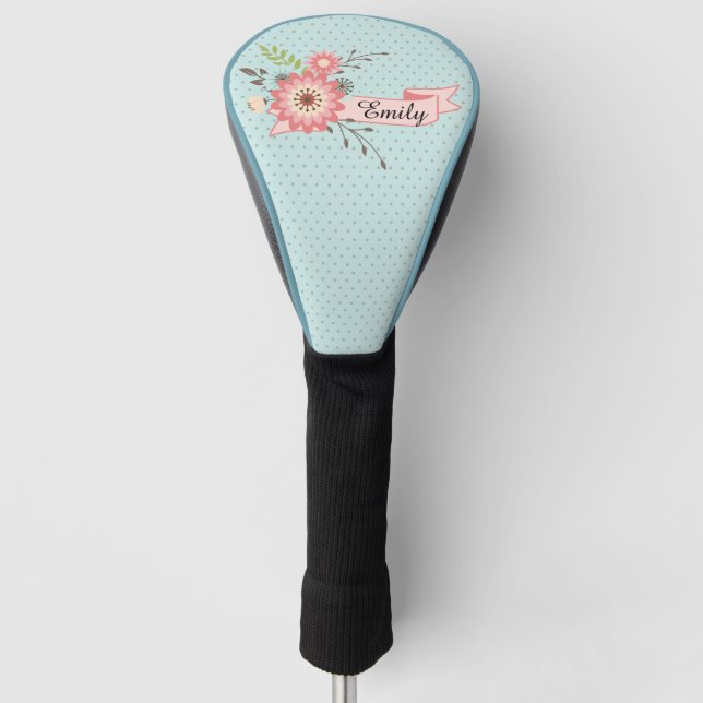 Pretty Pink and Blue Personalized Driver Cover (Front)