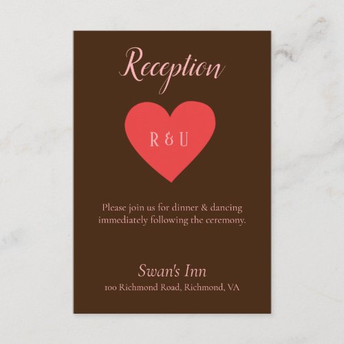 Pretty Pink and Brown Reception Enclosure Card