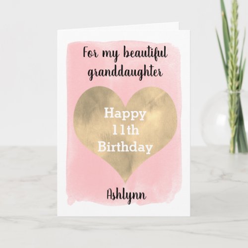 Pretty Pink and Gold 11th Birthday Granddaughter