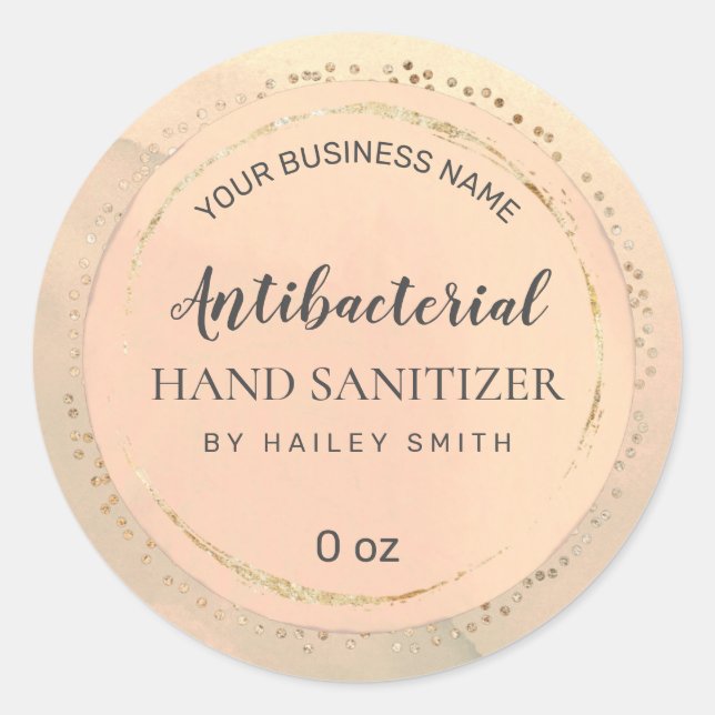 Pretty Pink And Gold Hand Sanitizer Labels (Front)