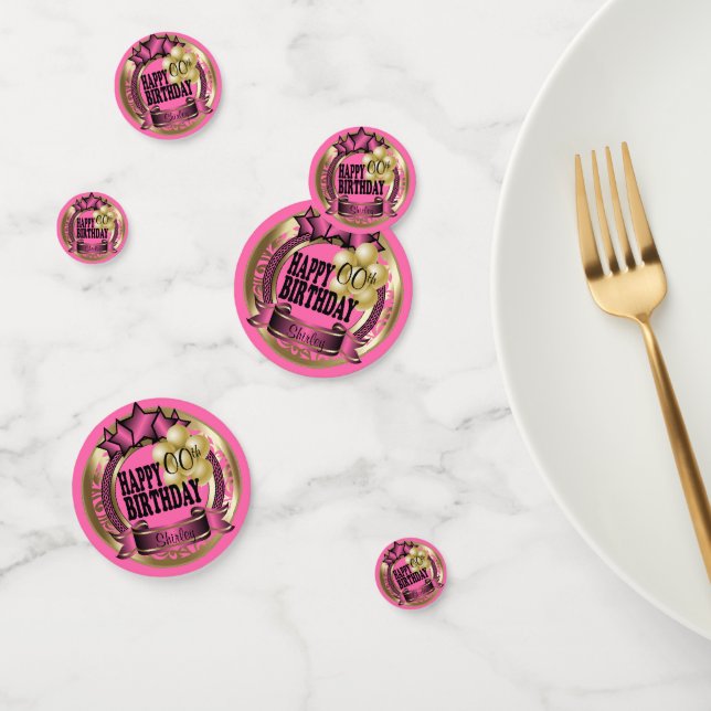 Pretty Pink and Gold Happy Birthday Party Star Confetti (Group)