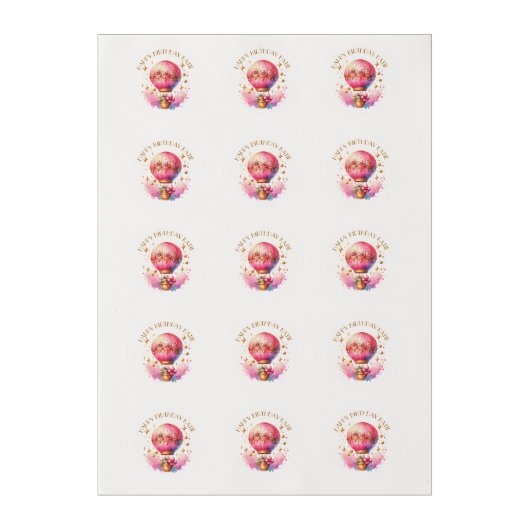 Pretty Pink and Gold Hot Air Balloons  Edible Frosting Rounds (Sheet)