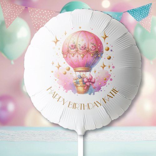 Pretty Pink and Gold Hot Air Balloons Personalized