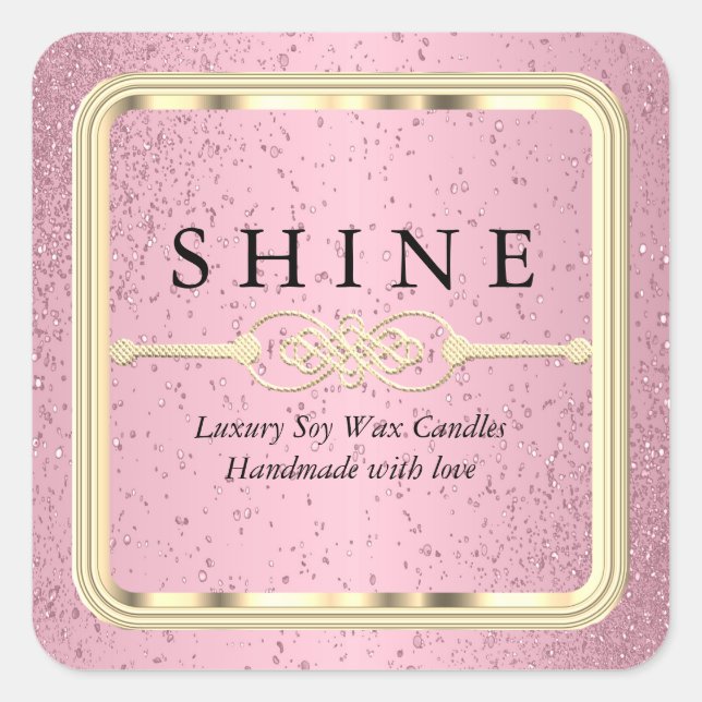 Pretty Pink and Gold Labels Square (Front)