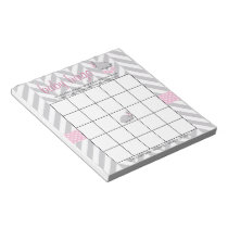Pretty Pink and Gray Elephant Baby Shower Bingo Notepad