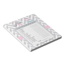 Pretty Pink and Gray Elephant Baby Shower Scramble Notepad