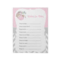 Pretty Pink and Gray Monkey Baby Wishes Notepad