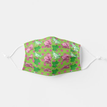 Pretty Pink And Green Adult Cloth Face Mask by dawnfx at Zazzle