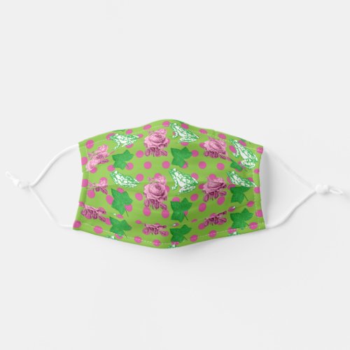 Pretty pink and green adult cloth face mask