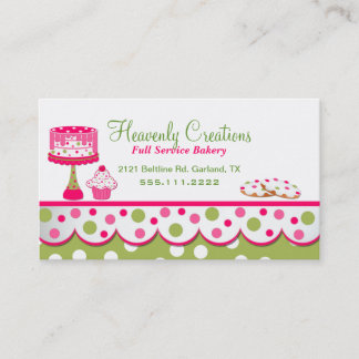 Pretty Pink and Green Bakery Business Card