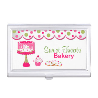 Pretty Pink and Green Bakery Business Card Holder