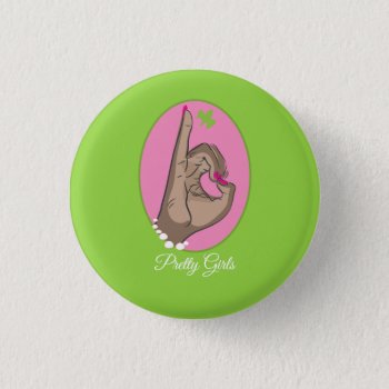 Pretty Pink And Green Button by dawnfx at Zazzle