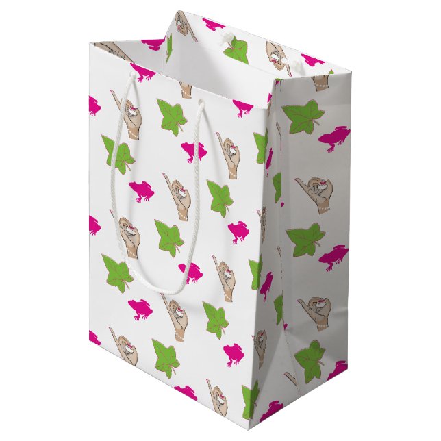 Pretty pink and green Celebrations Medium Gift Bag (Front Angled)