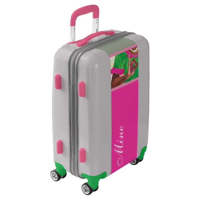 pink and green suitcase