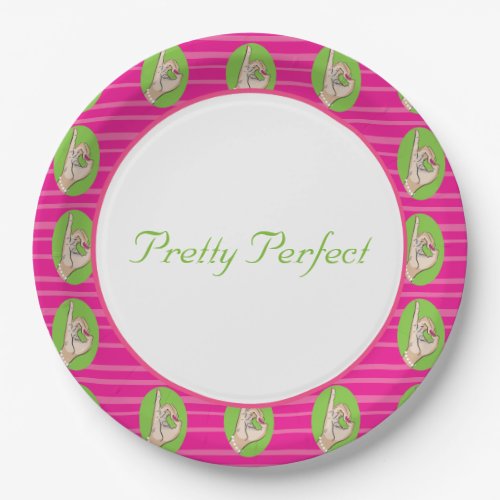 Pretty Pink and green paper plates