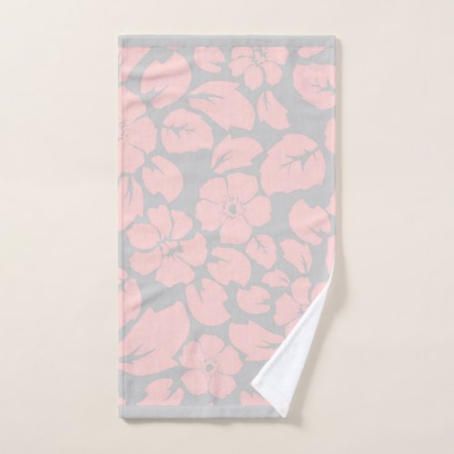 Pretty Pink and Grey Floral Monogram Hand Towel