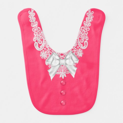 Pretty Pink and Lace Baby Bib