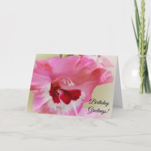Pretty Pink and Magenta Flower Art Birthday Card