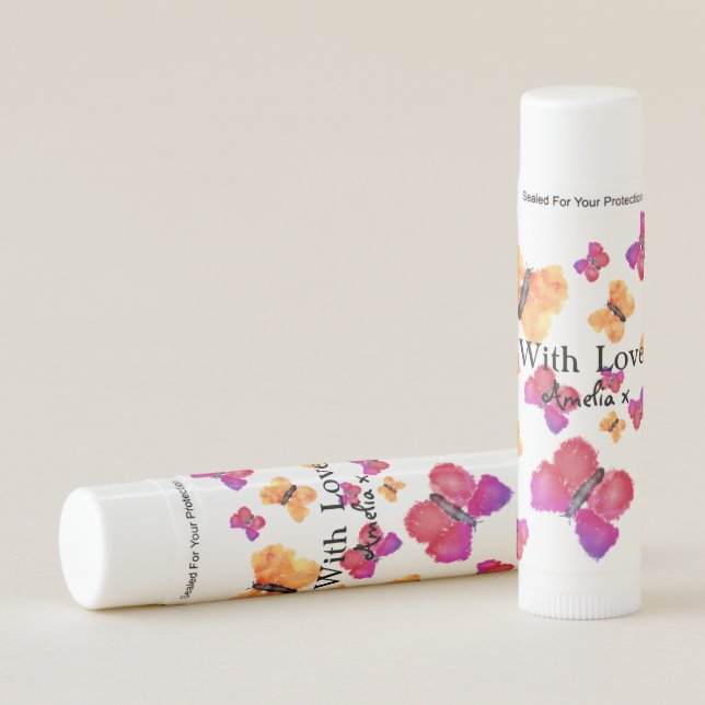 Pretty Pink and Peach butterfly Lip Balm (Front)