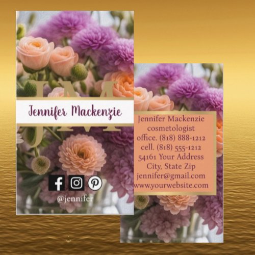 Pretty Pink and Peach Purple Rose AI Generated  Business Card