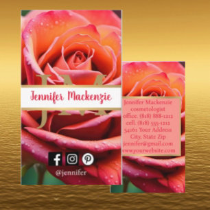 Pretty Pink and Peach Rose AI Generated Business Card