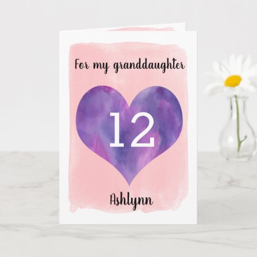 Pretty Pink and Purple 12th Birthday Granddaughter