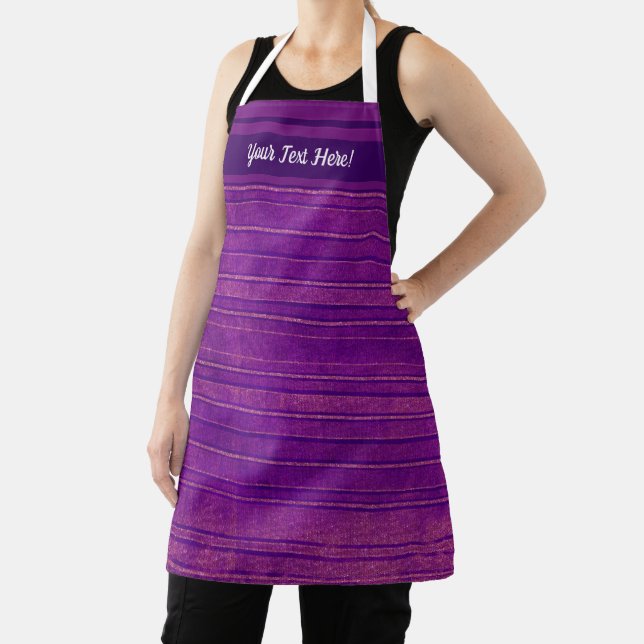 Pretty Pink and Purple Distressed Stripes Apron (Insitu)