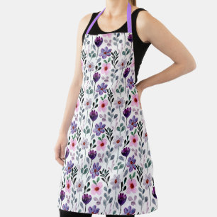 Pretty Pink And Purple Floral Apron