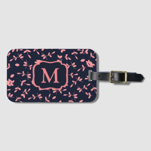 Pretty Pink and Purple Floral Monogram Luggage Tag