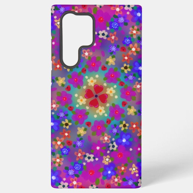 Pretty Pink and Purple Flowers Samsung Galaxy Case (Back)